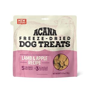 acana singles grain free dog treats, limited ingredients & freeze-dried, made in usa, lamb & apple, 3.25 ounce