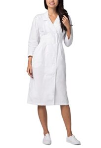 adar universal scrub dress for women - fitted midriff dress - 2810 - white - 14