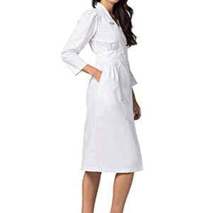 Adar Universal Scrub Dress for Women - Fitted Midriff Dress - 2810 - White - 14