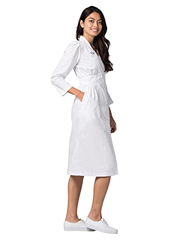 Adar Universal Scrub Dress for Women - Fitted Midriff Dress - 2810 - White - 14