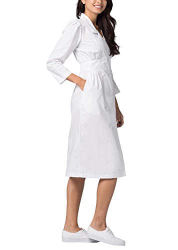 Adar Universal Scrub Dress for Women - Fitted Midriff Dress - 2810 - White - 14