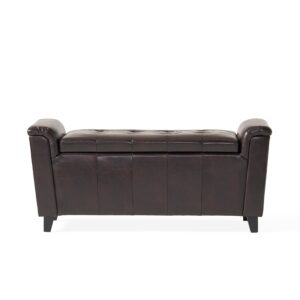 christopher knight home alden armed pu storage bench, brown, 17. 50d x 45. 50w x 20.75h