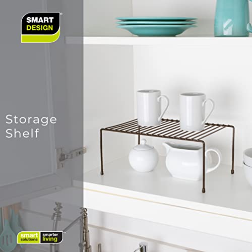 Smart Design Cabinet Storage Shelf Rack - Medium (8.5 x 13.25 Inch) - Steel Metal Wire - Cupboard, Plate, Dish, Counter & Pantry Organizer Organization - Kitchen [Bronze]