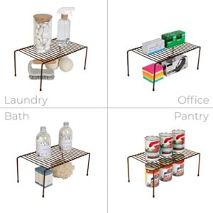 Smart Design Cabinet Storage Shelf Rack - Medium (8.5 x 13.25 Inch) - Steel Metal Wire - Cupboard, Plate, Dish, Counter & Pantry Organizer Organization - Kitchen [Bronze]