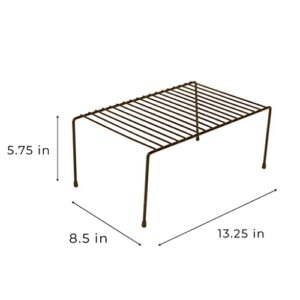 Smart Design Cabinet Storage Shelf Rack - Medium (8.5 x 13.25 Inch) - Steel Metal Wire - Cupboard, Plate, Dish, Counter & Pantry Organizer Organization - Kitchen [Bronze]