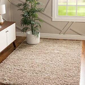 Unique Loom Solid Shag Collection Area Rug (4' 1" x 6' 1" Rectangle, Taupe)