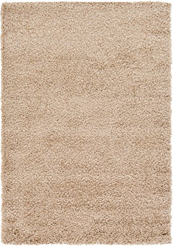 Unique Loom Solid Shag Collection Area Rug (4' 1" x 6' 1" Rectangle, Taupe)