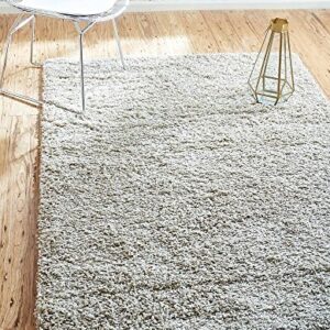 Unique Loom Solid Shag Collection Area Rug (4' 1" x 6' 1" Rectangle, Taupe)