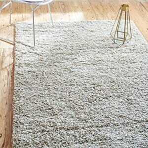 Unique Loom Solid Shag Collection Area Rug (4' 1" x 6' 1" Rectangle, Taupe)