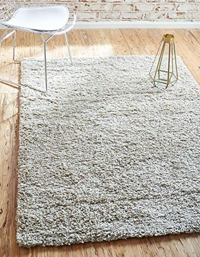 Unique Loom Solid Shag Collection Area Rug (4' 1" x 6' 1" Rectangle, Taupe)