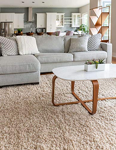 Unique Loom Solid Shag Collection Area Rug (4' 1" x 6' 1" Rectangle, Taupe)