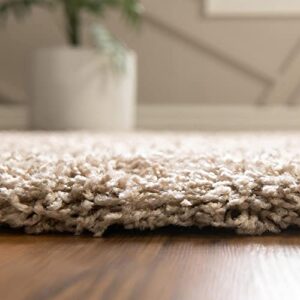 Unique Loom Solid Shag Collection Area Rug (4' 1" x 6' 1" Rectangle, Taupe)