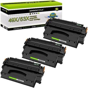 greencycle high yield compatible toner cartridge replacement for hp 49x q5949x 49a q5949a 53a q7553a 53x q7553x work with 1320 1320n 3390 1160 3392 p2015 p2015dn m2727nf laser printer (black, 3-pack)