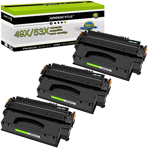 greencycle High Yield Compatible Toner Cartridge Replacement for HP 49X Q5949X 49A Q5949A 53A Q7553A 53X Q7553X Work with 1320 1320n 3390 1160 3392 P2015 P2015dn M2727nf Laser Printer (Black, 3-Pack)