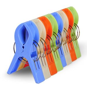 beach towel clips, ecrocy towel clips for chairs on cruise, 8 pack large clips clamps,clothes pegs,beach towel holder to keep your towel from blowing away,heavy duty and in bright colors