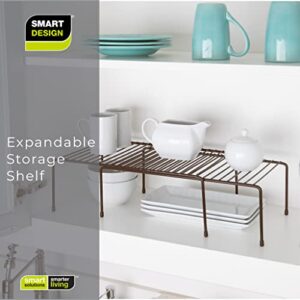 Smart Design Expandable Storage Rack - Scratch Resistant Feet - Metal Wire - Kitchen Counter, Bathroom Medicine Organizer, Dish, Plate Display Shelf, Spice Pantry, Cupboard Riser - 16 x 32.5 - Bronze