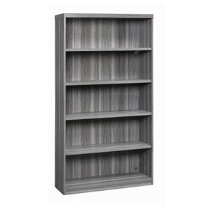 mayline aberdeen bookcase, 5 shelf, gray steel tf