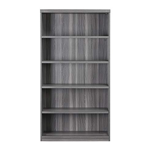 Mayline Aberdeen Bookcase, 5 Shelf, Gray Steel Tf