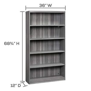 Mayline Aberdeen Bookcase, 5 Shelf, Gray Steel Tf