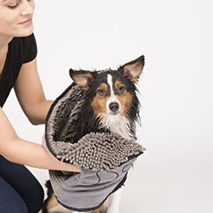 Dog Gone Smart Shammy Dog Towels For Drying Dogs - Heavy Duty Soft Microfiber Bath Towel - Super Absorbent, Quick Drying, & Machine Washable - Must Have Dog & Cat Bathing Supplies | Grey 13x31