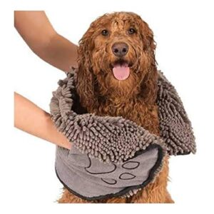 dog gone smart shammy dog towels for drying dogs - heavy duty soft microfiber bath towel - super absorbent, quick drying, & machine washable - must have dog & cat bathing supplies | grey 13x31