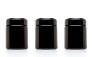 infinity jars 50 ml (1.7 fl oz) tall black ultraviolet glass screwtop jar 3-pack