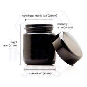 Infinity Jars 50 Ml (1.7 fl oz) Tall Black Ultraviolet Glass Screwtop Jar 3-Pack