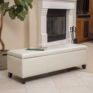 Christopher Knight Home Glouster PU Storage Ottoman, Ivory