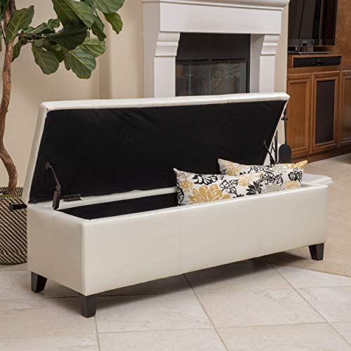 Christopher Knight Home Glouster PU Storage Ottoman, Ivory