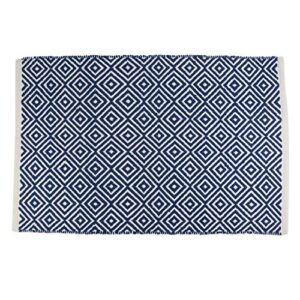 dii woven cotton throw rug, area rugs for kitchen, bedroom, bathroom or entry way, small rug, 2x3, diamond nautical blue
