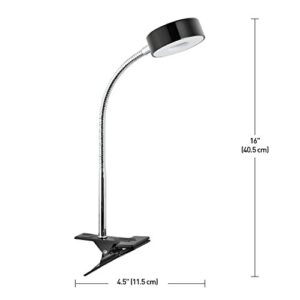 Globe Electric LED for Life Energy Star Clip Lamp, Chrome Gooseneck, Glossy Black Finish, 5W 250 Lumens Integrated LED, 12648