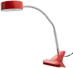 globe electric company 12647 led clip lamp, 5.24" x 5.43" x 8.46", red