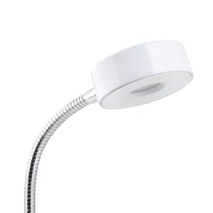 Globe Electric Energy Star Integrated LED Desk Lamp, Matte White, Chrome Gooseneck, 5 Watts, 250 Lumens 12646