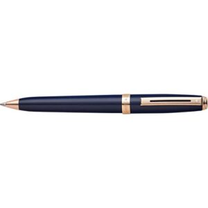 sheaffer prelude cobalt blue ballpoint pen with rose-gold tone trim