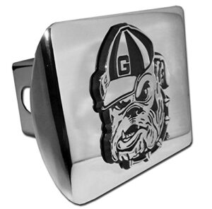 university of georgia bulldog mascot metal emblem on chrome metal hitch cover