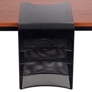 Safco Products Onyx Mesh 4-Tray Underdesk Space Saving Desktop Hanging Organizer, Durable Steel Mesh Construction, 20lb Capacity, Black Powder Coat Finish, 10.25"w x 12.375"d x 12"h