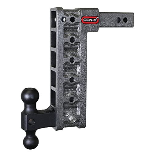 GEN-Y GH-516 MEGA-Duty Adjustable 12.5" Drop Hitch with GH-051 Dual-Ball for 2" Receiver - 16,000 LB Towing Capacity - 2,000 LB Tongue Weight