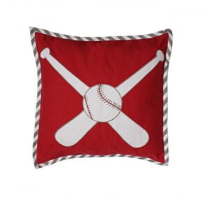bacati - muslin sports toddler bedding (dec pillow, baseball red/grey)