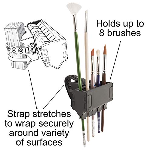 Easy To Use Products Brush Grip Paintbrush Holder and Drying Rack/Caddy, Painting Supplies (Black)