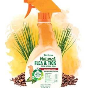 TropiClean Natural Flea and Tick Spray for Dogs & Bedding Maximum Strength Flea Spray for Home Family-Friendly & Safe Made in the USA 16oz