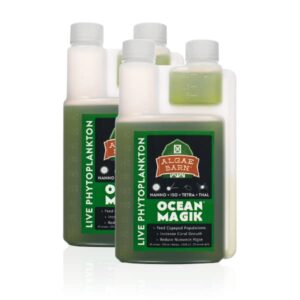 oceanmagik live phytoplankton blend - tetra x nanno x iso x thal phyto food for coral and copepod (32oz)