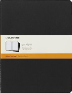 moleskine cahier journal, soft cover, xxl (8.5" x 11") ruled/lined, black, 120 pages (set of 3)