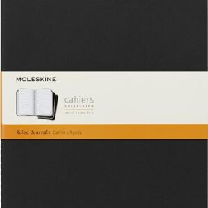 Moleskine Cahier Journal, Soft Cover, XXL (8.5" x 11") Ruled/Lined, Black, 120 Pages (Set of 3)