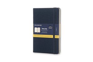 moleskine two-go textile notebook, hard cover, medium (4.5" x 7") oriental blue, 144 pages