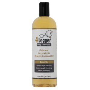 4legger organic dog shampoo usda certified organic, all natural hypoallergenic dog shampoo with oatmeal, lavender, and coconut oil - organic oatmeal shampoo for dogs - dog shampoo for itchy skin 16 oz