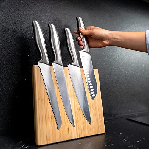 Magnetic Knife Block Without Knives By Coninx - Magnetic Knife Holder for Safe, Clean & Tidy Knife Storage - Bamboo Knife Rack Magnetic Stand for Cooking Utensils & More - Elegant Magnetic Knife Rack