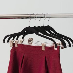 Home Basics FH01454 18 Inch Velvet Hanger with Clips, Black 5 Pack