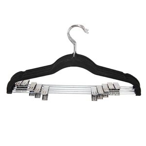 Home Basics FH01454 18 Inch Velvet Hanger with Clips, Black 5 Pack