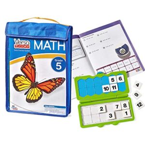 hand2mind versatiles math practice take along set for fifth grade, self-checking workbook system, 64 pages with case included, early math, math books, 5th grade math workbook, homeshool supplies