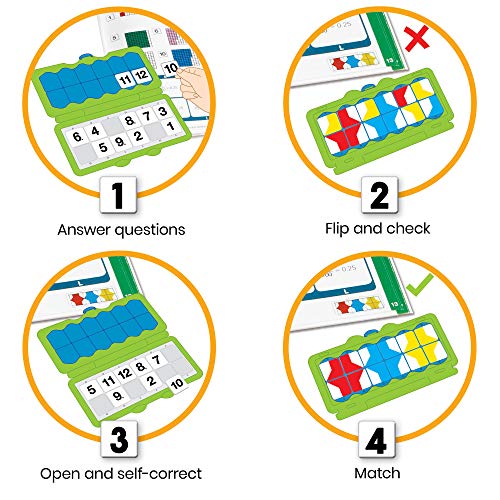 hand2mind VersaTiles Math Practice Take Along Set for Fourth Grade, Self-Checking Workbook System, 64 Pages with Case Included, Early Math, Math Books, 4th Grade Math Workbook, Homeshool Supplies